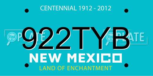 922TYB New Mexico License Plate