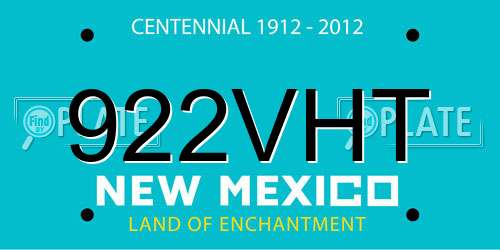 922VHT New Mexico License Plate