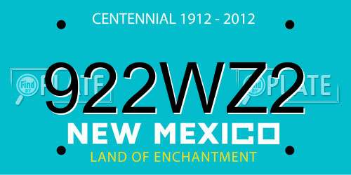 922WZ2 New Mexico License Plate