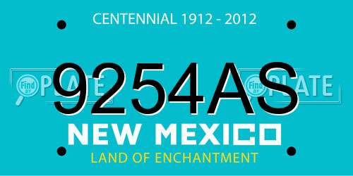 9254AS New Mexico License Plate