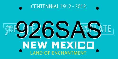 926SAS New Mexico License Plate