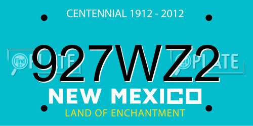 927WZ2 New Mexico License Plate