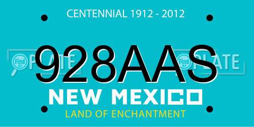 928AAS New Mexico License Plate
