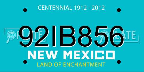 92IB856 New Mexico License Plate