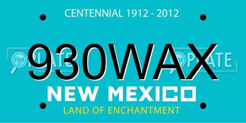 930WAX New Mexico License Plate