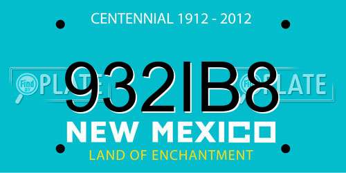 932IB8 New Mexico License Plate