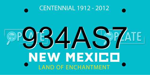 934AS7 New Mexico License Plate