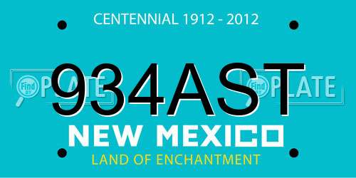 934AST New Mexico License Plate