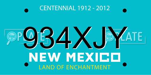 934XJY New Mexico License Plate