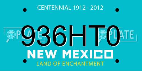 936HT0 New Mexico License Plate