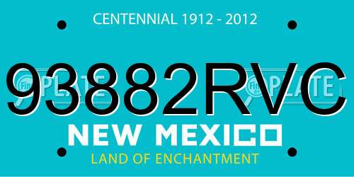 93882RVC New Mexico License Plate