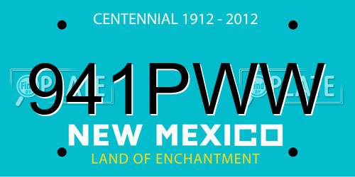 941PWW New Mexico License Plate