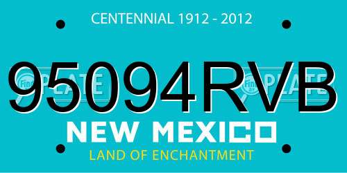 95094RVB New Mexico License Plate