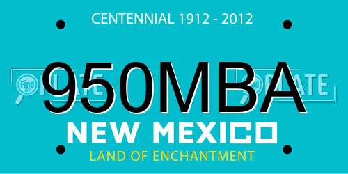 950MBA New Mexico License Plate