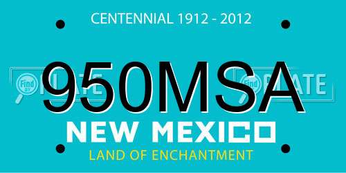 950MSA New Mexico License Plate