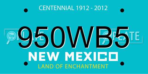 950WB5 New Mexico License Plate