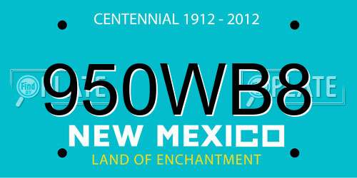 950WB8 New Mexico License Plate