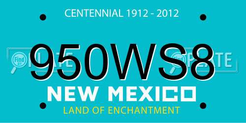 950WS8 New Mexico License Plate