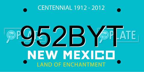 952BYT New Mexico License Plate