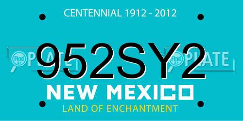952SY2 New Mexico License Plate