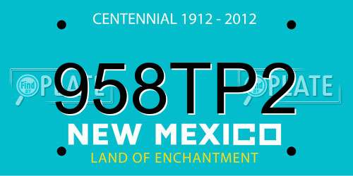 958TP2 New Mexico License Plate