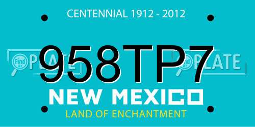 958TP7 New Mexico License Plate