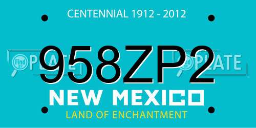 958ZP2 New Mexico License Plate