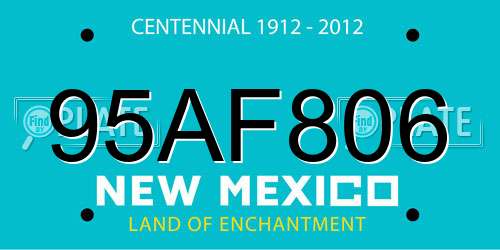 95AF806 New Mexico License Plate