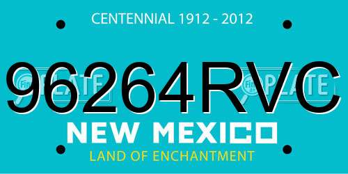 96264RVC New Mexico License Plate