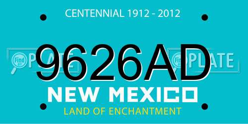 9626AD New Mexico License Plate