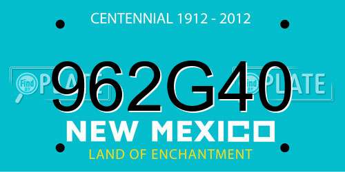 962G40 New Mexico License Plate
