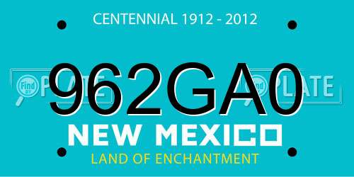 962GA0 New Mexico License Plate