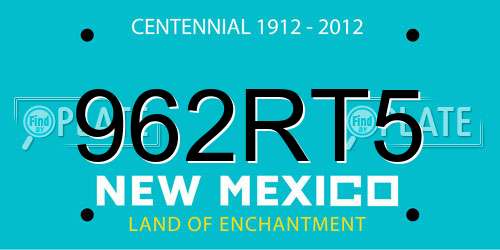 962RT5 New Mexico License Plate