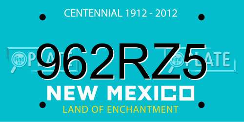 962RZ5 New Mexico License Plate