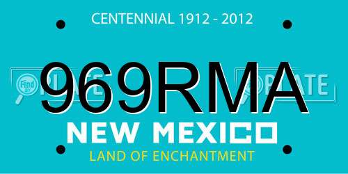 969RMA New Mexico License Plate