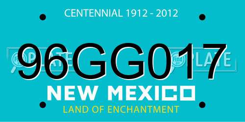 96GG017 New Mexico License Plate