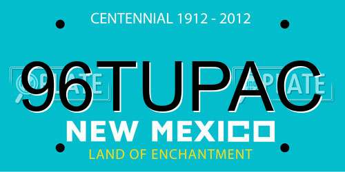 96TUPAC New Mexico License Plate