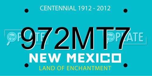 972MT7 New Mexico License Plate