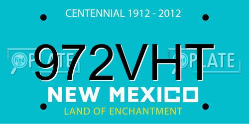972VHT New Mexico License Plate