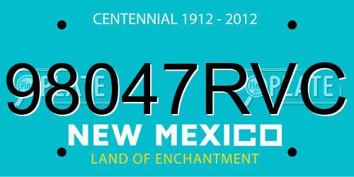 98047RVC New Mexico License Plate
