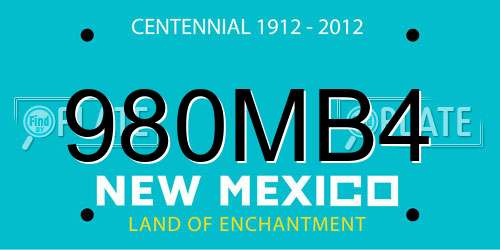 980MB4 New Mexico License Plate