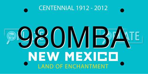 980MBA New Mexico License Plate