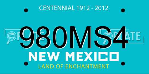980MS4 New Mexico License Plate