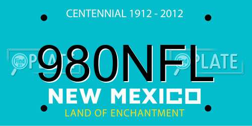 980NFL New Mexico License Plate