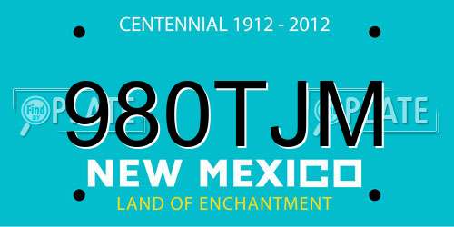 980TJM New Mexico License Plate