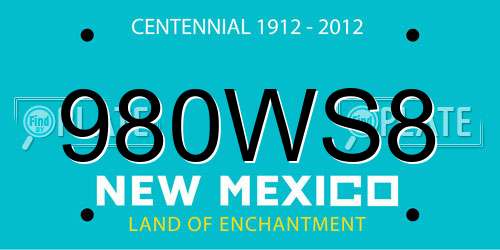 980WS8 New Mexico License Plate