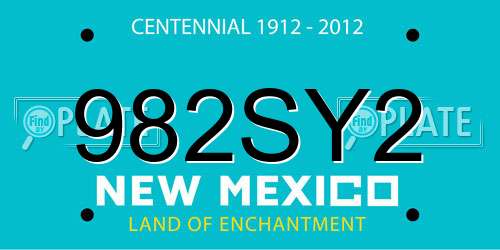 982SY2 New Mexico License Plate