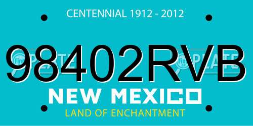 98402RVB New Mexico License Plate