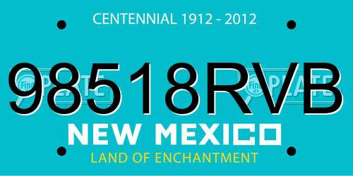 98518RVB New Mexico License Plate
