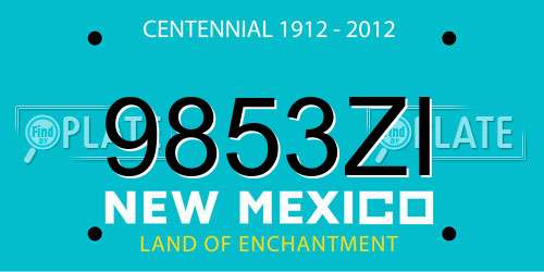 9853ZI New Mexico License Plate